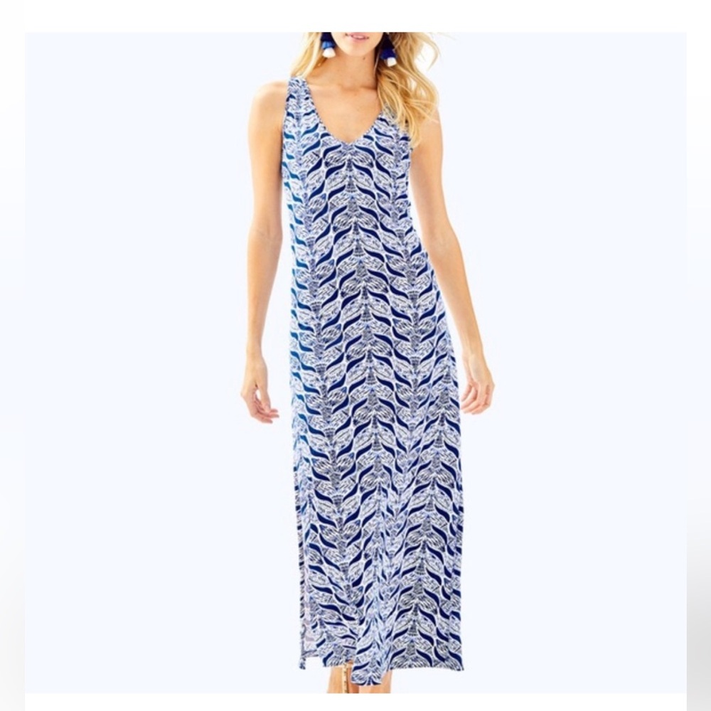 Lily Pulitzer Whale Tail print Maxi Dress size Small